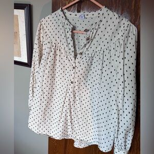 Old Navy - cream and black clip dot blouse - Size Large